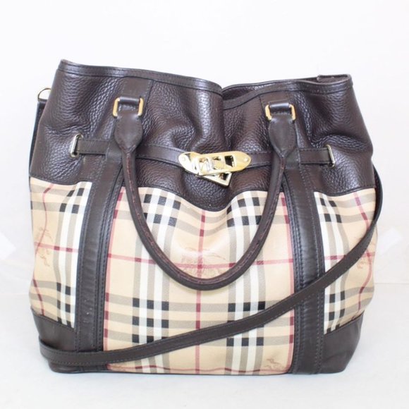 BURBERRY Brown Check Tote-Crossbody #21920 - Picture 1 of 8